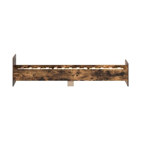 Cadre de lit avec tête de lit, chêne fumé, bois stratifié, chêne naturel élégant, tête de lit confortable, pour chambre, confort quotidien, assemblage rapide (1/5)