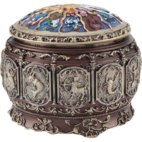 Caja de música vintage con 12 constelaciones, diosa giratoria y luz LED brillante (Piscis). (1/5)