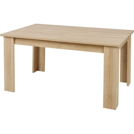 Table 160/200cm aspect chêne clair rallonge finition granit gris - AZYA (1/5)