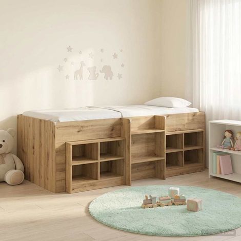 vidaXL Cadre de lit en loft avec armoire 3 pc Chêne artisanal (1/5)