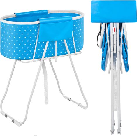 Mophorn Portable Elevated Dog Bathtub, Foldable Pet Washing Station with Quick Drainage, Grooming Tub for Small to Medium Dogs and Cats, Indoor & Outdoor Use, Light Blue (1/5)