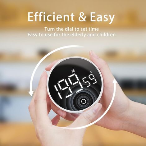 Digitaler Küchentimer, wiederaufladbarer magnetischer visueller Timer mit großem LED-Bildschirm und einstellbarer Lautstärke, geeignet für Klassenzimmer, Kochen, Fitness, Backen, Lernen und Lehren von