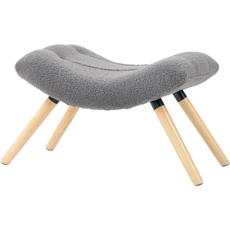 Tabouret ou repose-pieds rembourré en tissu imitation laine style berbère supporte jusqu'à 120 kg convient au salon ou à la chambre gris foncé. (1/5)