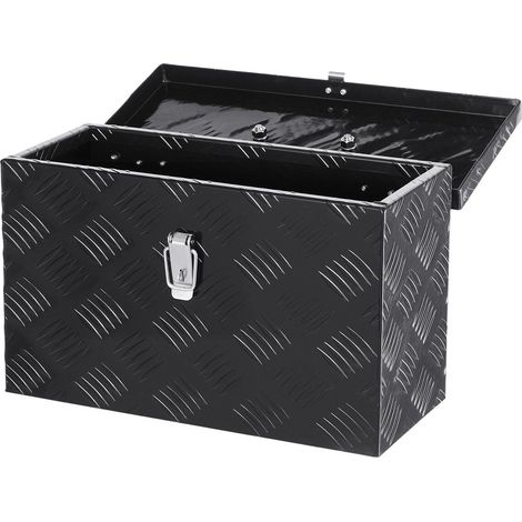Coffre à outils en aluminium pour camionnette avec poignées latérales et supérieure, design strié, idéal remorque et camping-car. (1/5)