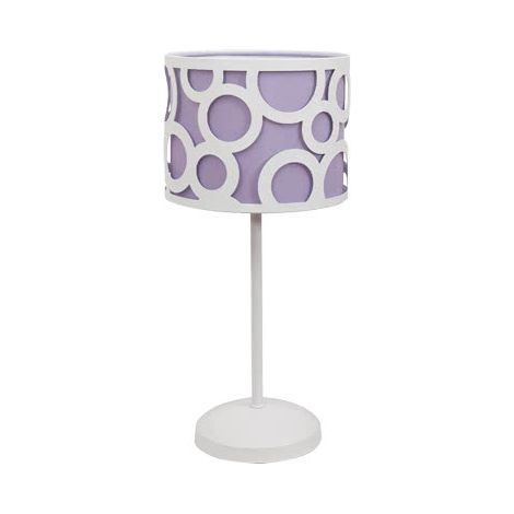 Kindertischlampe Farbe Weiß und Flieder. 1xE14, Maße 40x15cm.