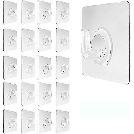 Lot de 30 crochets muraux autocollants transparents pour portes et salles de bains, accessoires de cuisine et de salle de bains, Fonepro (1/5)