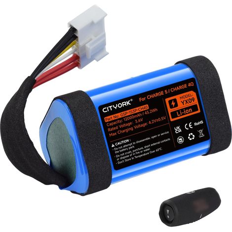 3.6V/12000mAh Batterie de remplacement pour Charge 5, pour Charge 5 Haut-parleur Bluetooth sans fil, N° de pièce GSP-1S3P-CH40 GSP-1S3P-CH4A GSP-1S3P-CH4D (Non compatible avec Charge 4) (1/5)