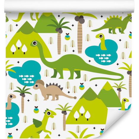 Carta da parati con dinosauri e alberi per soggiorno e camera da letto, 50x1000 cm (1/5)