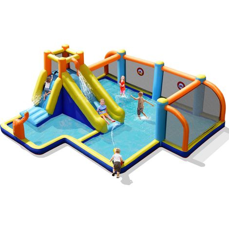 Giant Soccer-Themed Inflatable Bouncer Backyard Wet Dry Combo Slide Jump House (1/5)