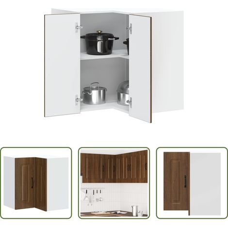 Eckschrank - Küchen-Eckhängeschrank Kalmar Braun Eichen-Optik Holzwerkstoff (1/5)