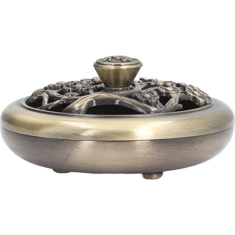 Brûleur d'encens de style vintage, en alliage de zinc, sûr, durable, élégant, brillant et polyvalent. (1/4)