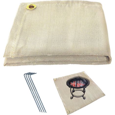 Tapis ignifugé carré de 50 cm (20 po) - Protection robuste et résistante à la chaleur pour foyers extérieurs et barbecues, couverture de sécurité pour terrasses et patios, noir (1/5)