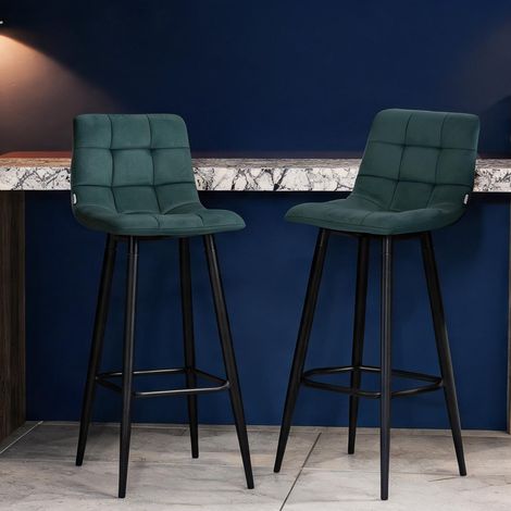Tabouret de bar vert en velours 100 polyester 42 x 55 x 105 cm (1/5)