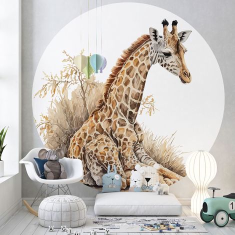 Papier peint rond / cercle Enfants - Girafe - 1356 - Diamètre 50 cm (1/3)