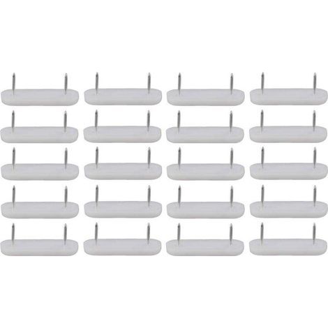 Lot de 20 embouts de pied de chaise à clouer 49,5 x 15mm – Plastique blanc – Protection des sols contre rayures – Universels pour meubles (1/5)