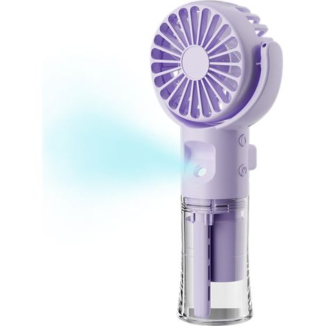 Brumisateur Eau Rose,Ventilateur Pulverisateur ,Ventilateur de Brumisation Portable Mini Transparent Ventilateur de Brouillard Pulvérisation Brumisateur Rechargeable Par USB avec,Violet (1/5)