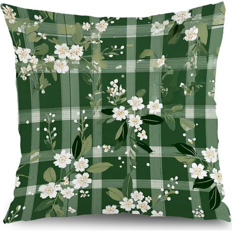Housse de coussin feuilles fleurs été, décoration canapé,40×40cm (1/5)