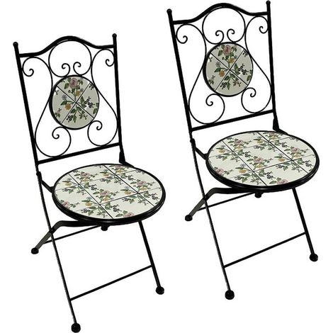 COPPIA SEDIE PER TAVOLO MOSAICO 'FLORA' cm 38 x h. 46 - 92