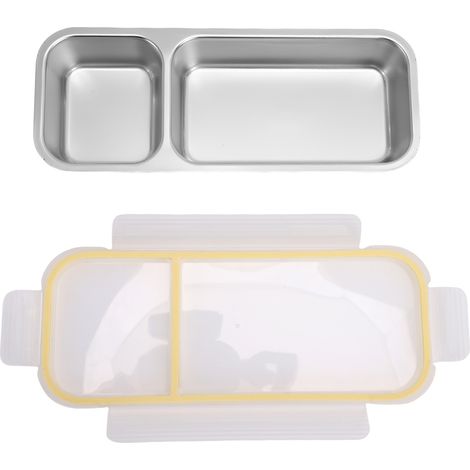 Conteneur de collation Portable en acier inoxydable 304, scellé à 2 compartiments, stockage des aliments pour voyage Camping pique-nique jaune (1/5)