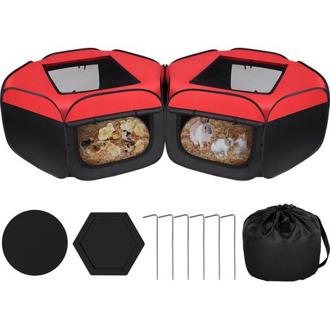 Parc pour animaux pliable et transportable, enclos extérieur pour petits animaux, lapin, chiot, poulailler avec filet de protection et fermeture éclair (1/5)