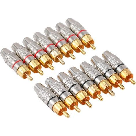 14 Pièces Connecteurs RCA sans soudure, adaptateurs audio vidéo RCA mâles pour câble coaxial, plaqué or (1/5)