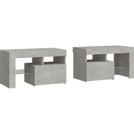 Set 2 comodini con luci LED vano portaoggetti con anta 70 x 36,5 x 40 cm multistrato grigio DEC035305