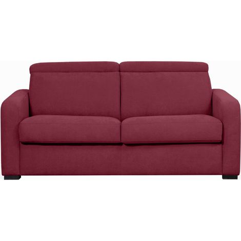 Canapé CAROLE convertible 3 places couchage quotidien 140x190cm en tissu - Bordeaux