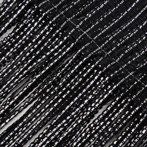 Rideaux Anti Mouche pour Porte Exterieur, Rideau Fil de Porte Contre Insectes 100x200 cm, Rideaux Noir Franges Paillette Separation de Piece Décoration Festive, Rideau Anti Moustique, 1 Pièce (1/5)