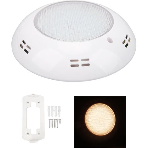 Ortviai Projecteur LED pour piscine 18 W, 12 V AC, étanche IP68, en ABS/PC, lumière chaude, diam. 23 cm