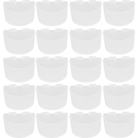 Lot 20 bols nourriture oiseaux – plastique – perroquet – cage – blanc 11x6cm