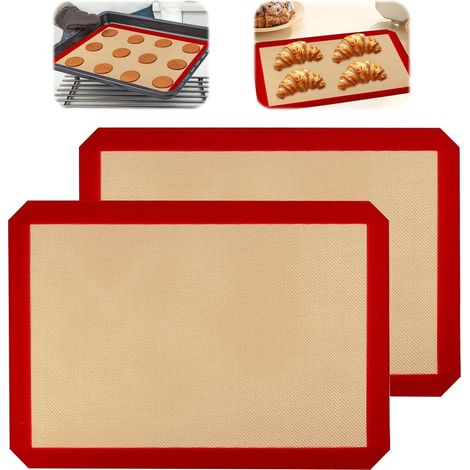 Set di 2 tappetini da forno, tappetino da forno in silicone 30x40 cm per forno, teglia da forno in silicone, teglia da forno per pasticceria senza BPA, tappetino da forno in silicone antiaderente per  (1/5)