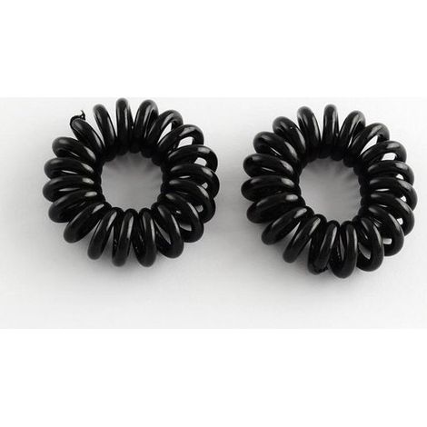 Élastiques à cheveux en spirale - Style câble téléphonique - Noirs - 2 pièces - Accessoires cheveux (1/3)