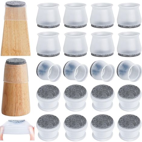 20x FUNDAS DE FIELTRO PARA PATAS DE SILLA, REDONDAS, GRISES, UNIVERSALES (1/5)