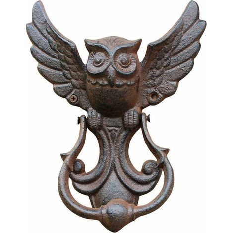 Heurtoir de porte en fonte - Style vintage - Chouette - Décoration pour votre jardin, maison en bois, maison de ferme (1/5)