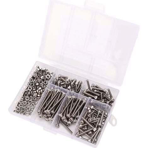 Vis à tête hexagonale M3, vis à tête creuse et écrous en acier inoxydable 304 - assortiment avec boîte de rangement (1/5)