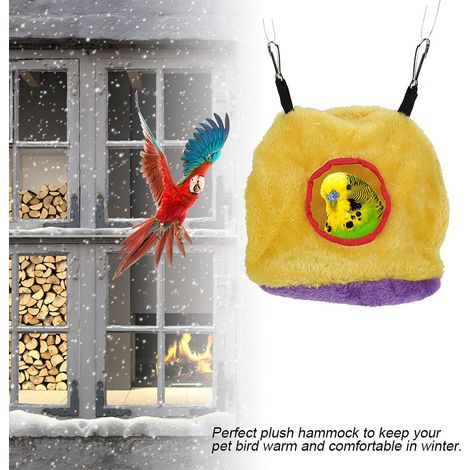 Hamac en peluche chaud et coupe-vent pour perroquet - Lit-balançoire suspendu - Grotte pour animal de comp (1/5)