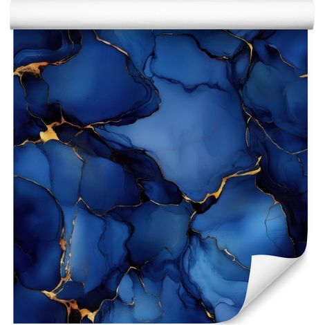 Papier peint bleu marine, bleu, noir et indigo 50x1000 cm (1/5)