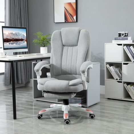 Sillón de masaje Vinsetto, silla de oficina, silla gaming, poliéster, espuma, nailon, gris, 66 x 63 x 107-115 cm (1/5)