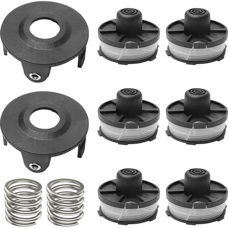 Bobine fil coupe-bordure, 6 pièces avec 2 couvercles et 2 ressorts, compatible Makita 195858-1/196146-9. (1/5)