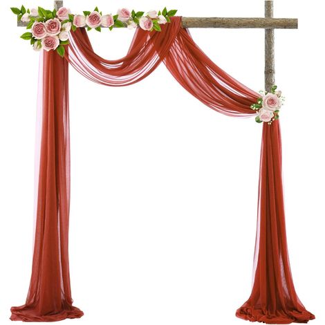 Tulle photographie rideau de fond, Arc de mariage décoration tulle tissu mariage arc rideau, 75x600cm (rouge clair) (1/4)
