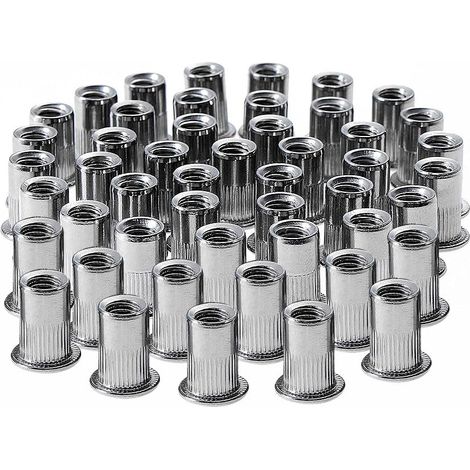 Écrou à Rivet Fileté en Acier Inoxydable, Tête Plate, 50 Pièces, M6, Pour Inserts Filetés M6 (1/5)