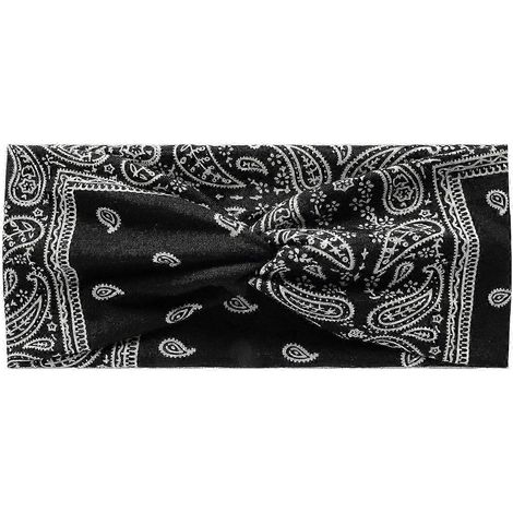 Bandeau de sport pour yoga, style bohème, élastique et antidérapant, large, avec nœud décoratif.-A (1/5)