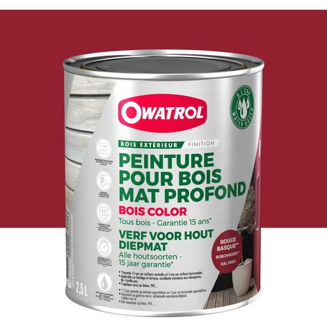 Owatrol-BOIS COLOR-Peinture pour bois extérieur opaque - Finition Mate-Rouge basque (RAL 3003) 2.5 litres (1/2)