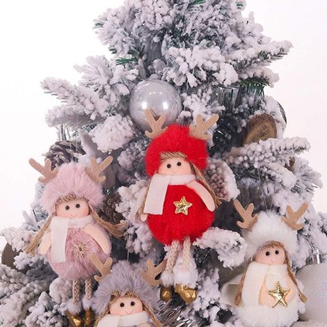 Adorno navideño de peluche, para colgar en el árbol, la puerta y la pared, diseño de muñeca rosa, decoración del hogar. (1/5)