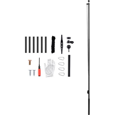 Mophorn Mástil de bandera para exterior de 9,14 m, aluminio extragrueso, diseño modular, incluye base de fijación y kit completo de montaje, ideal para eventos, uso comercial o jardines, negro (1/5)