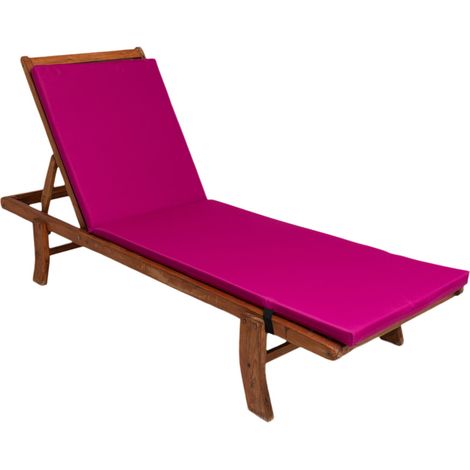 Coussin de chaise longue 190x60x4cm, coussin pour chaise longue de jardin, chaise longue en bois rose, coussin de chaise longue de piscine