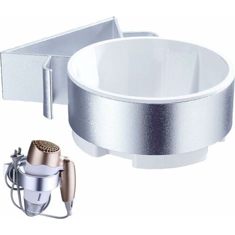 Green Mobility-Support Sèche Cheveux sans Perçage Support de sèche-Cheveux Aluminium Porte Sèche Cheveux Support de Sèche-Cheveux Mural pour Hôtel Salle de Bains Toilettes Salon de Coiffure(Argent) (1/5)