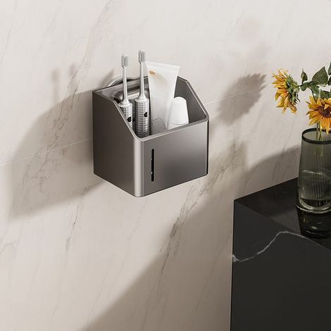 Étagère à Ventouses Sans Perçage pour Salle de Bain, Fixation Murale, Matériaux Durables, Gris foncé Petite étagère 129.511.5 cm (1/5)