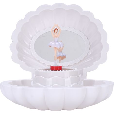 Boîte à bijoux musicale pour enfants, avec lumières colorées et miroir de maquillage, organisateur de bijoux musical pour filles, blanche (1/5)