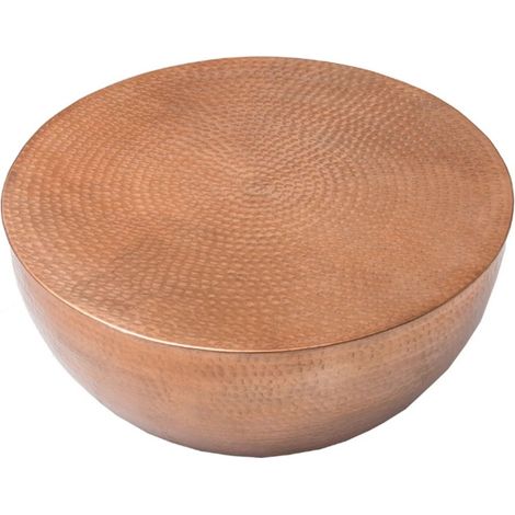 Beistelltisch TRIANE 60 cm in gehämmertem Bronze-Aluminium – Runder Design-Couchtisch